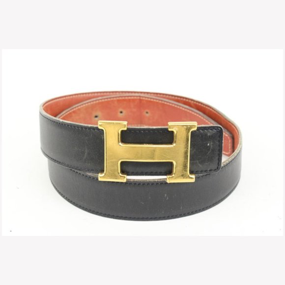Hermès Black x Gold 32mm Reversible H Logo Belt Kit 50h421s - Picture 1 of 12